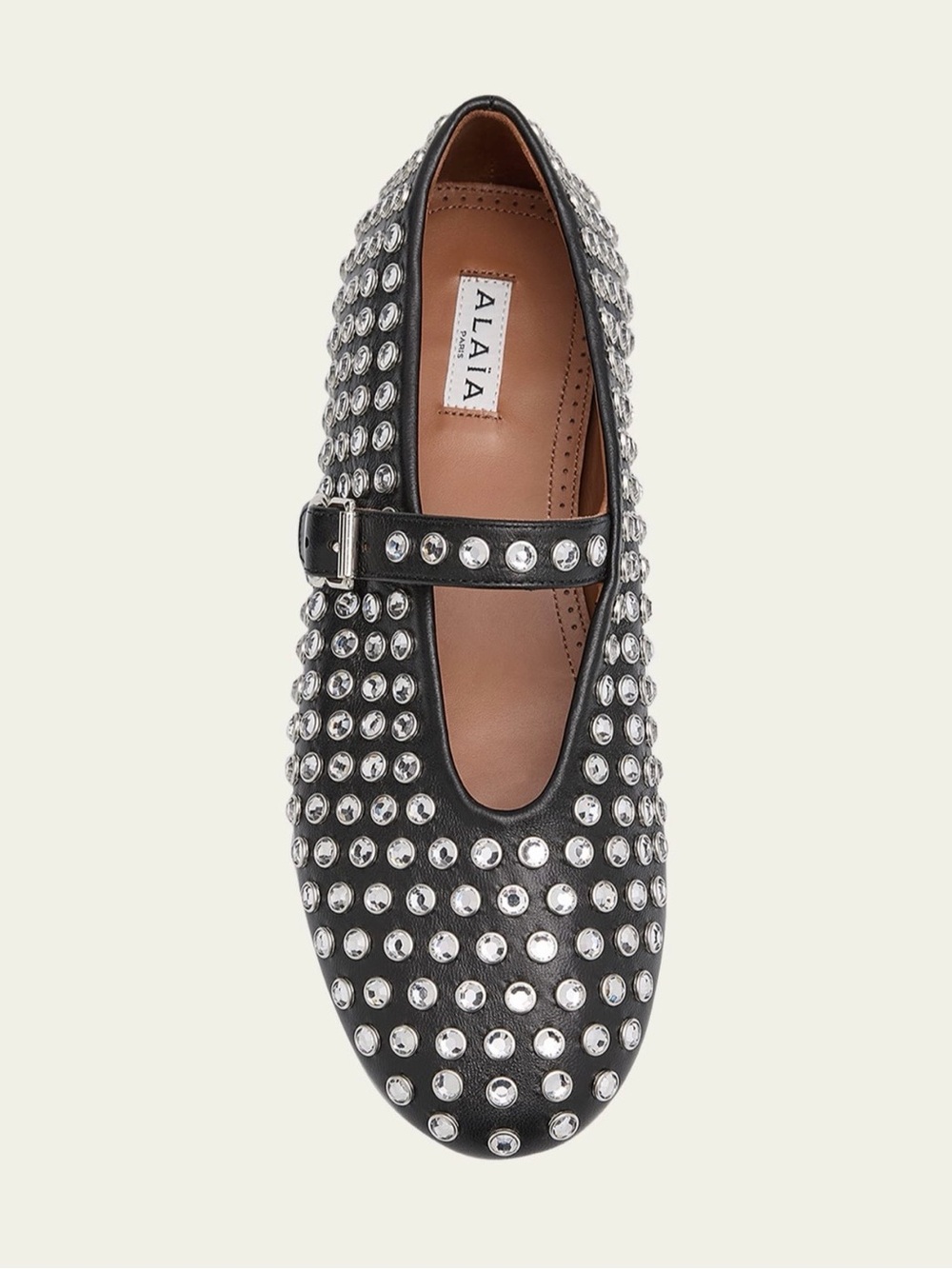 BRAND NEW! ALAIA BLACK MARY JANE FLATS WITH ALL OVER STUDS. SIZE: EU 39/US 9. - Picture 6 of 12